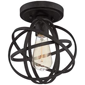 Image4 of Franklin Iron Industrial Atom 8" Wide Edison LED Black Ceiling Light more views