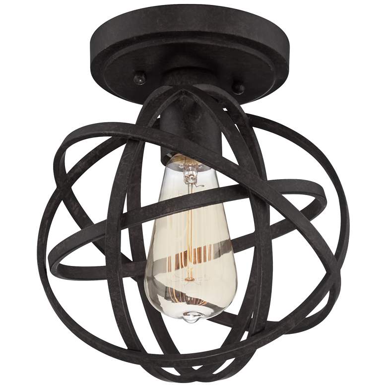 Image 4 Franklin Iron Industrial Atom 8 inch Wide Edison LED Black Ceiling Light more views