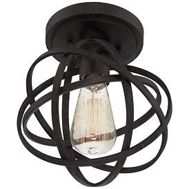 Image5 of Franklin Iron Industrial Atom 8" Wide Edison LED Black Ceiling Light more views