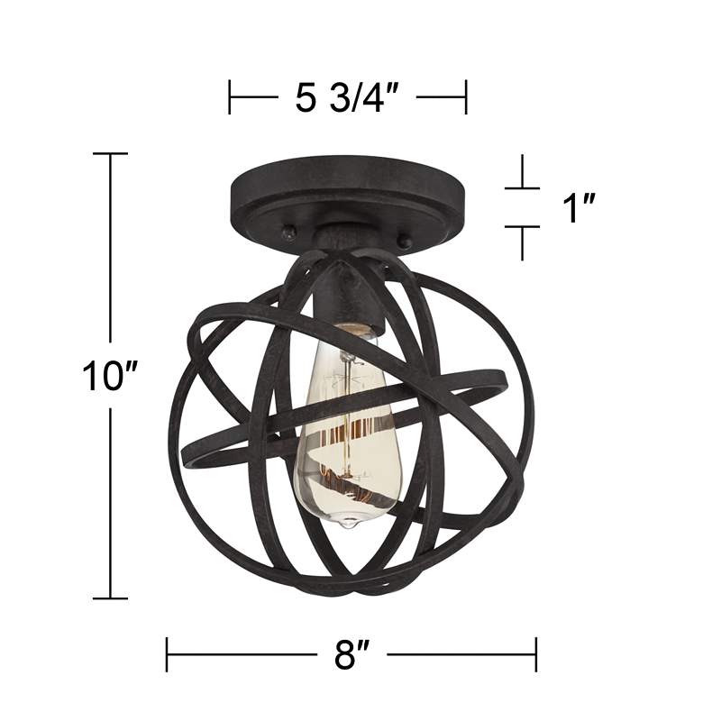 Image 7 Franklin Iron Industrial Atom 8 inch Wide Edison LED Black Ceiling Light more views