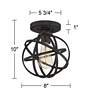 Franklin Iron Industrial Atom 8" Wide Edison LED Black Ceiling Light