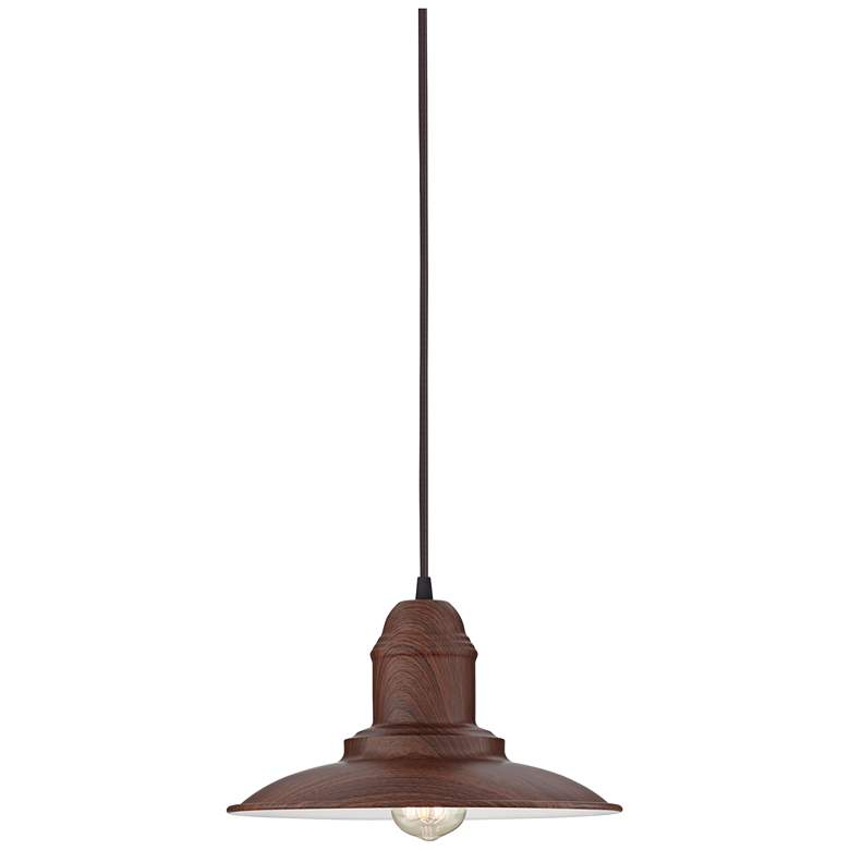 Image 1 Franklin Iron Industrial Farmhouse 12" Wide Faux Wood Pendant Light