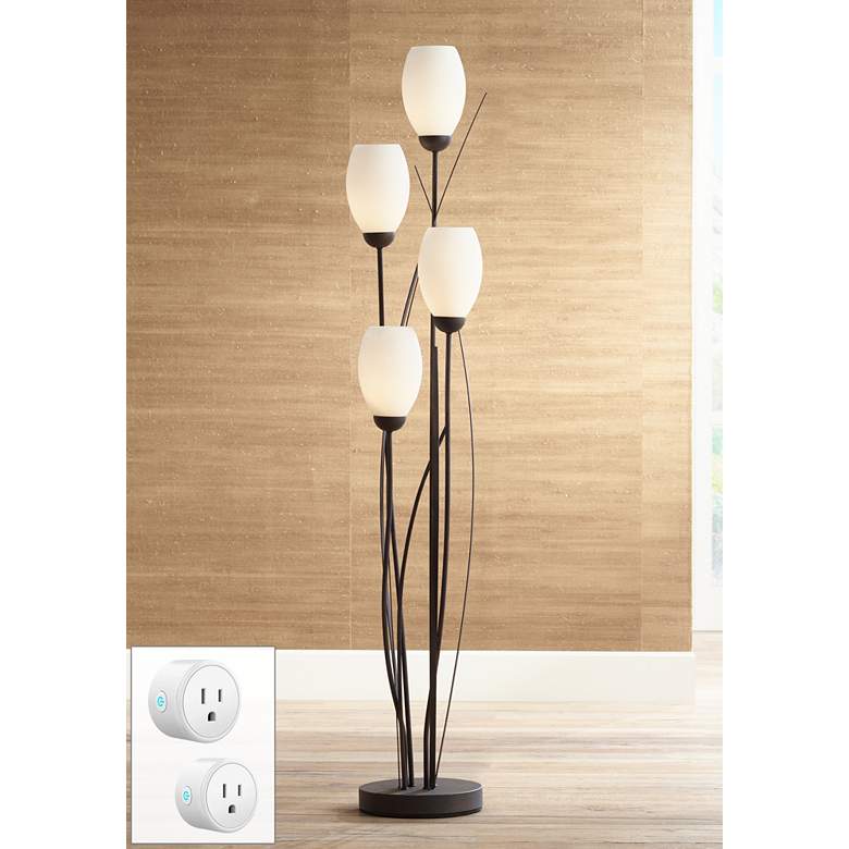 Image 1 Franklin Iron Jareth 73" Tulip 4-Light Floor Lamp with Smart Socket