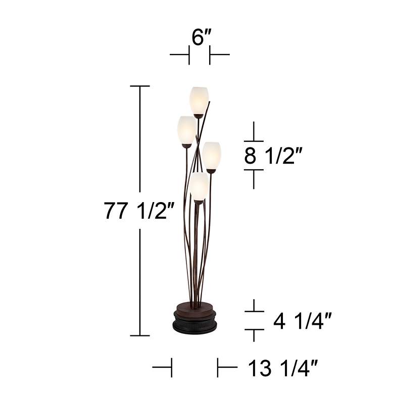 Image 5 Franklin Iron Jareth 77 1/2" Tulip Glass Floor Lamp with Black Riser more views
