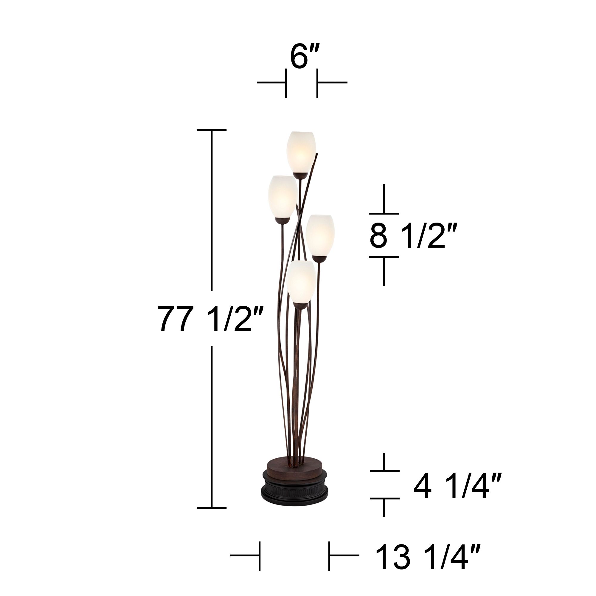 Image 5 Franklin Iron Jareth 77 1/2" Tulip Glass Floor Lamp with Black Riser more views