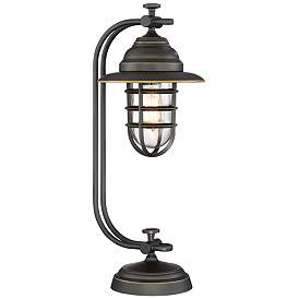 Image2 of Franklin Iron Knox 24" Bronze Lantern Desk Lamp with USB Dimmer