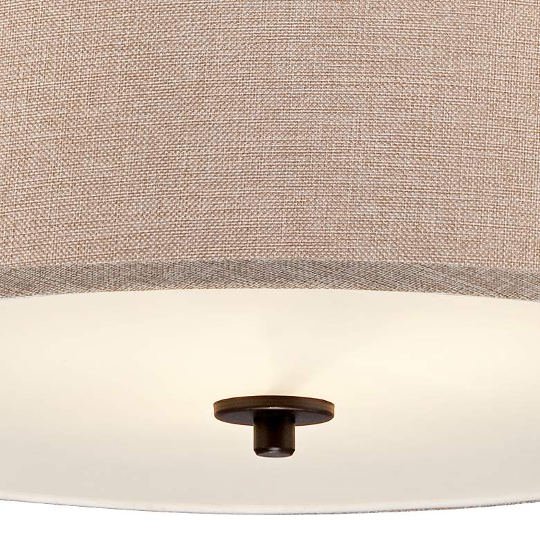 Image 3 Franklin Iron La Pointe 19 1/2" Oatmeal Linen Drum Shade Pendant Light more views