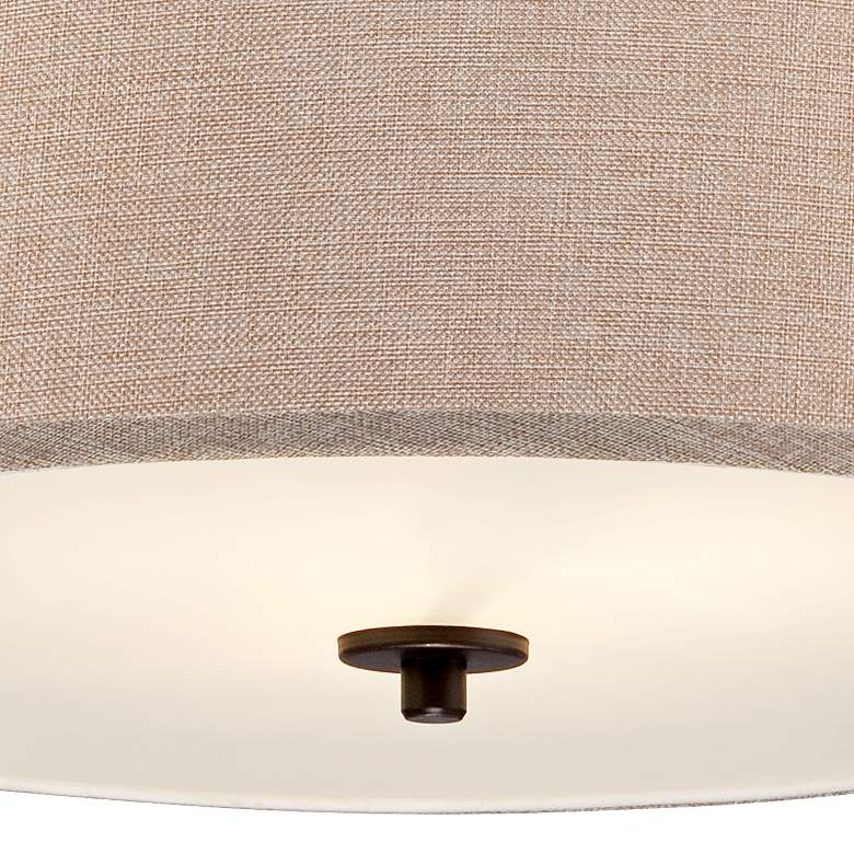 Image 3 Franklin Iron La Pointe 19 1/2 inch Oatmeal Linen Drum Shade Pendant Light more views