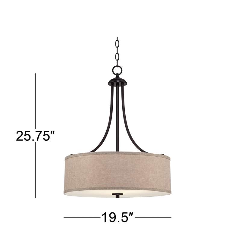 Image 7 Franklin Iron La Pointe 19 1/2" Oatmeal Linen Drum Shade Pendant Light more views