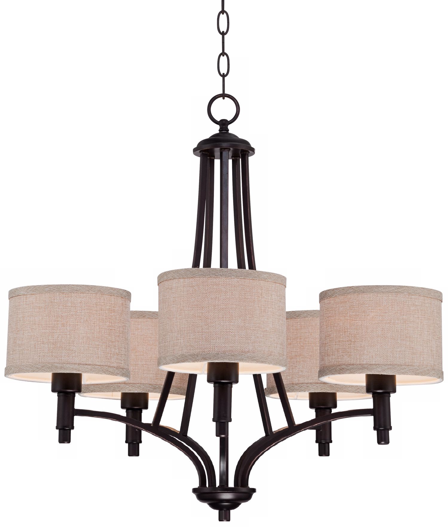 Image 6 Franklin Iron La Pointe 26" Oatmeal Bronze 5-Light Shade Chandelier more views