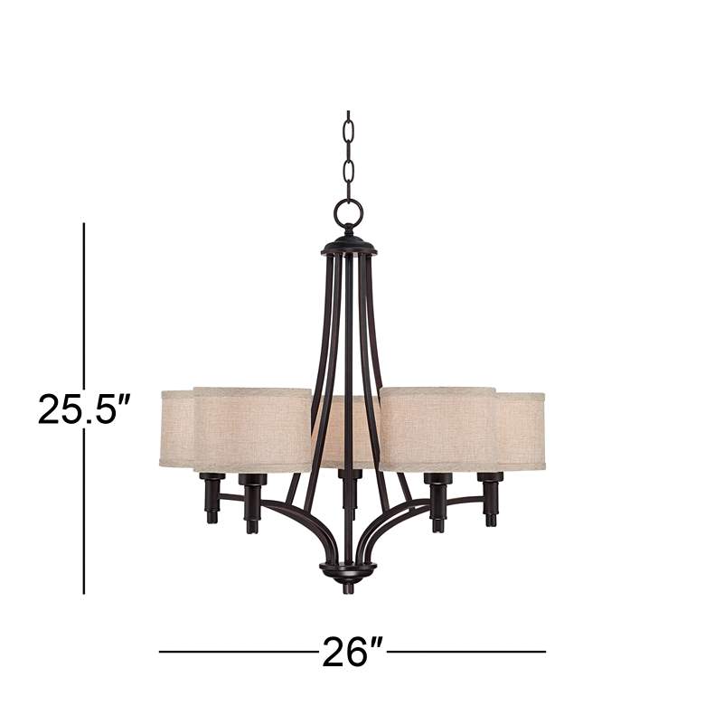 Image 7 Franklin Iron La Pointe 26 inch Oatmeal Bronze 5-Light Shade Chandelier more views