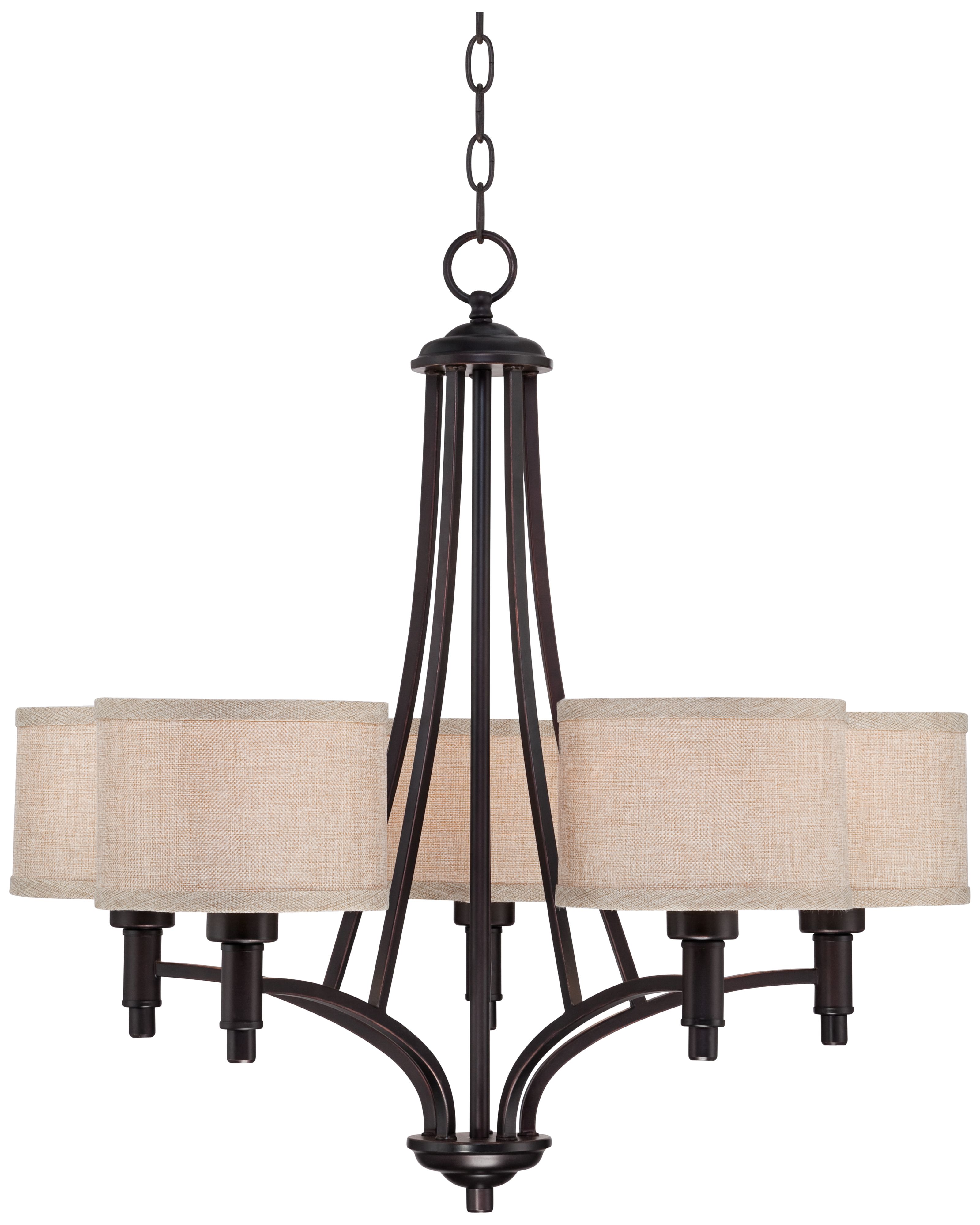 Franklin Iron La Pointe 26" Oatmeal Bronze 5-Light Shade Chandelier Image 2