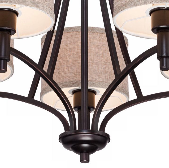 Franklin Iron La Pointe 26" Oatmeal Bronze 5-Light Shade Chandelier Image 4