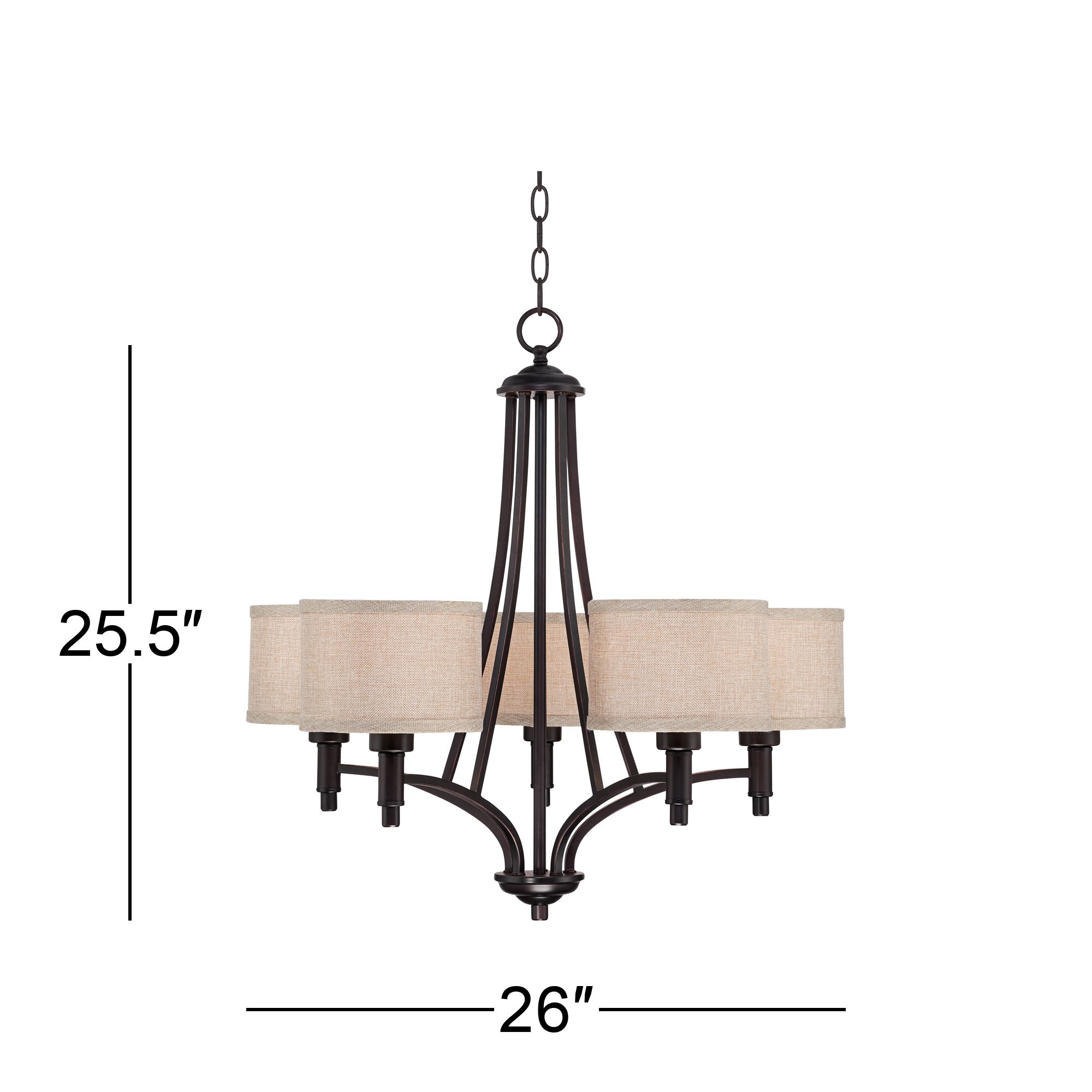 Franklin Iron La Pointe 26" Oatmeal Bronze 5-Light Shade Chandelier Image 6