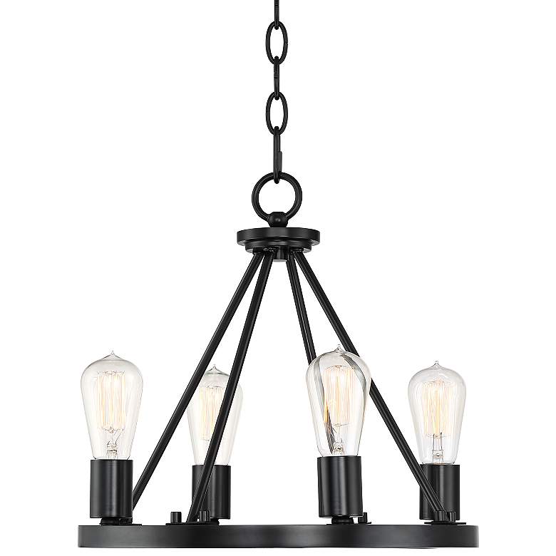 Image 2 Franklin Iron Lacey 16" Wide Black 4-Light LED Round Ring Chandelier