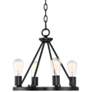 Franklin Iron Lacey 16" Wide Black 4-Light LED Round Ring Chandelier