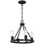 Franklin Iron Lacey 16" Wide Black 4-Light LED Round Ring Chandelier