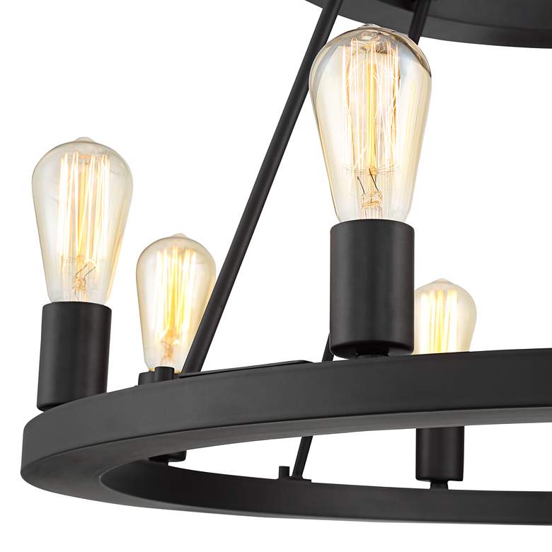 Image 3 Franklin Iron Lacey 29 1/4" Black 2-Tier 12-Light LED Ring Chandelier more views