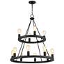 Franklin Iron Lacey 29 1/4" Black 2-Tier 12-Light LED Ring Chandelier