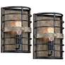 2_Franklin Iron Lexi 11 1/2" Rustic Bronze Pocket Wall Sconces Set of 2