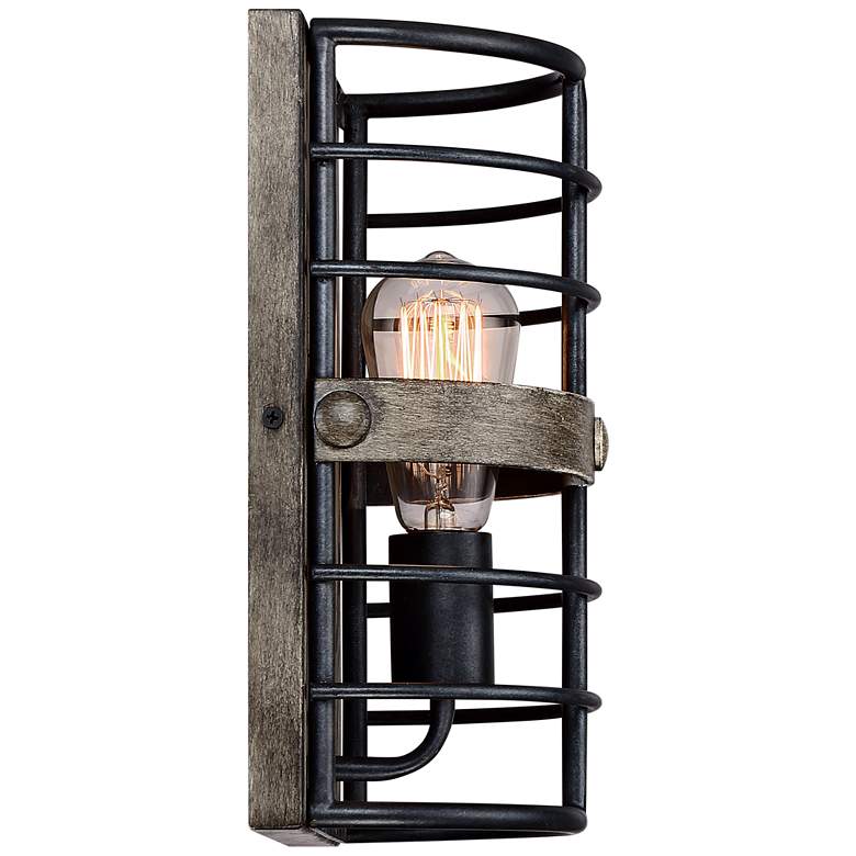 Image 5 Franklin Iron Lexi 11 1/2 inch Rustic Bronze Pocket Wall Sconces Set of 2 more views