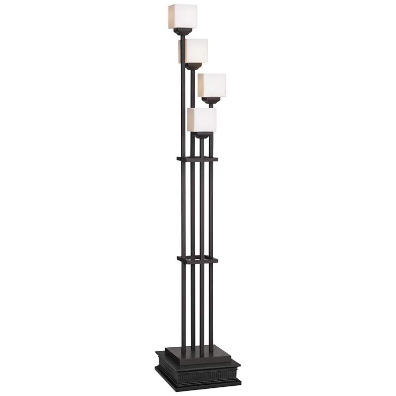 Image 1 Franklin Iron Light Tree 76 3/4" Bronze 4-Light Floor Lamp with Riser