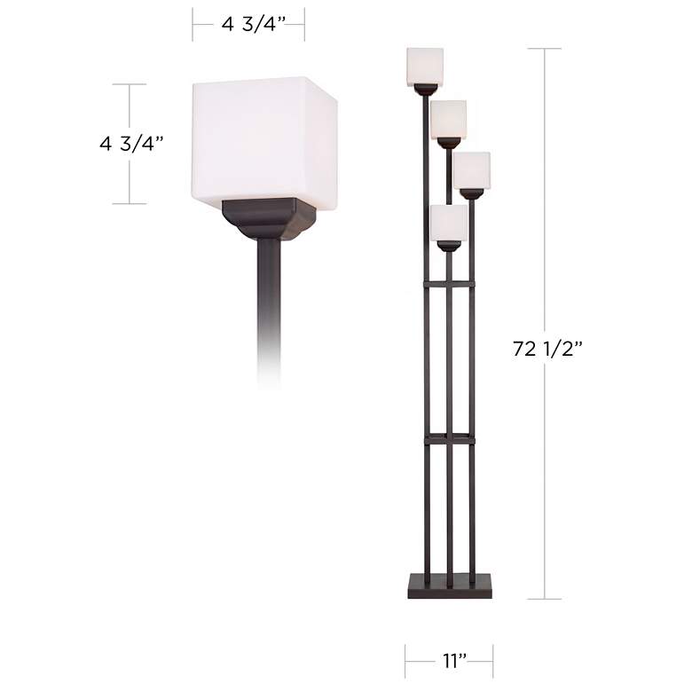 Image 7 Franklin Iron Light Tree 76 3/4 inch Bronze 4-Light Floor Lamp with Riser more views