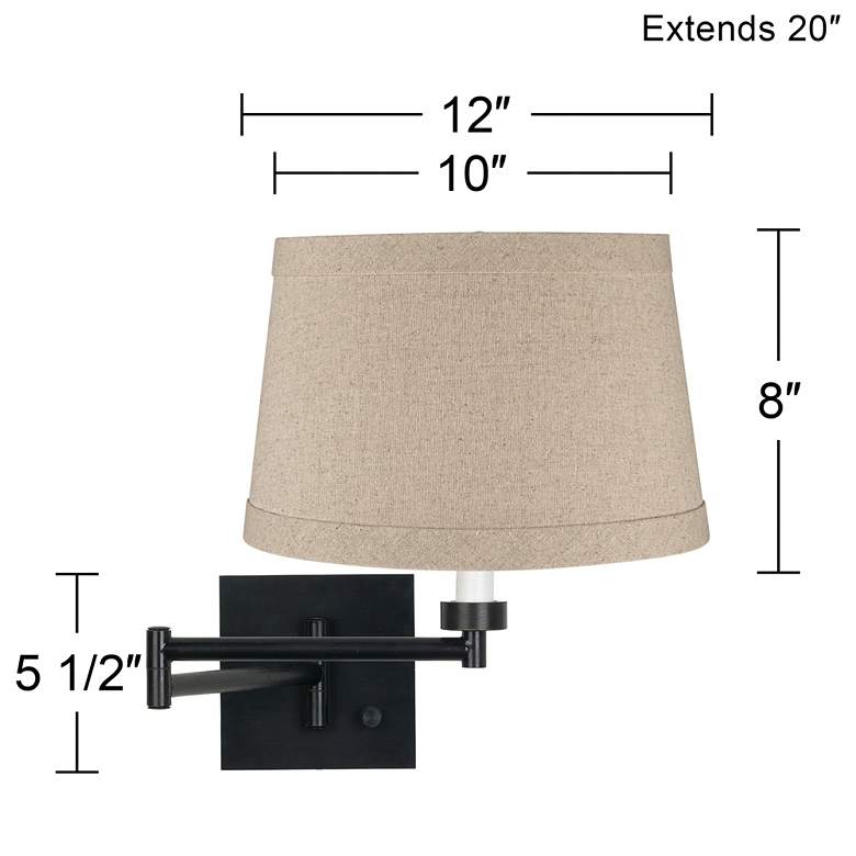 Image 3 Franklin Iron Linen and Espresso Plug-In Swing Arm Wall Lamps Set of 2 more views