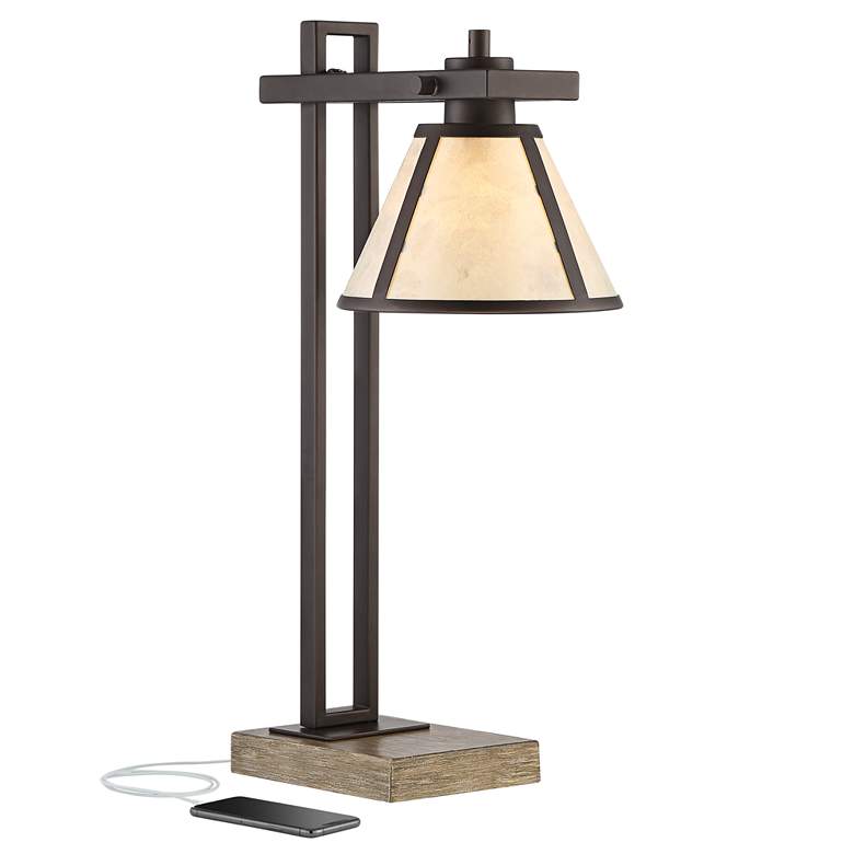Image 2 Franklin Iron Maricopa 21 1/4 inch Bronze Mission Outlet USB Desk Lamp