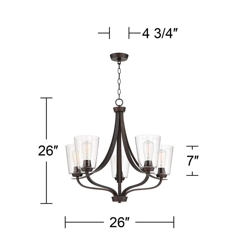 Image 7 Franklin Iron Merriman 26" 5-Light Seeded Glass and Bronze Chandelier more views