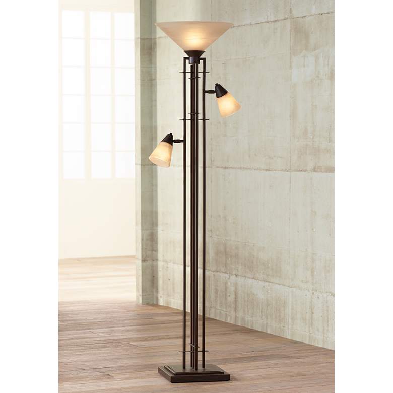Image 1 Franklin Iron Metro 71" 3-in-1 Torchiere Floor Lamp with Side Lights