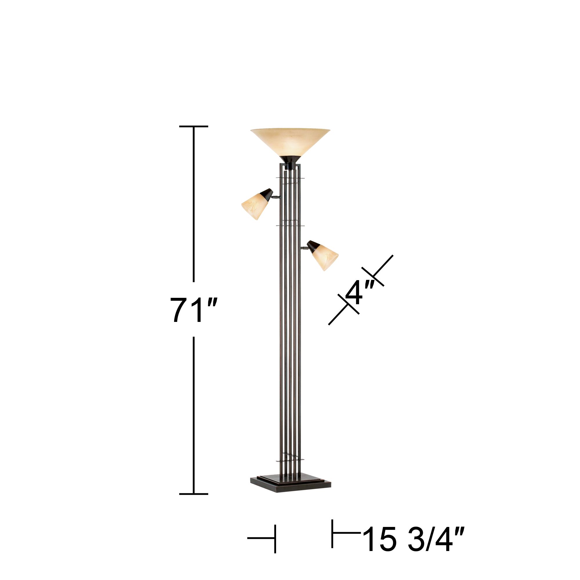 Franklin Iron Metro 71" 3-in-1 Torchiere Floor Lamp with Side Lights