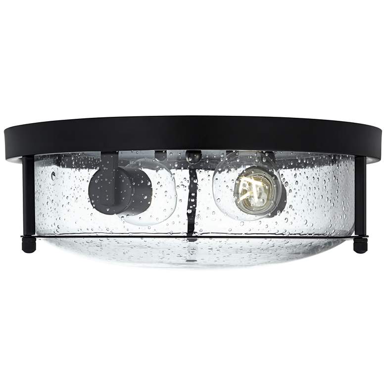 Image 4 Franklin Iron Midnight 13" Wide Black and Glass 2-Light Ceiling Light more views