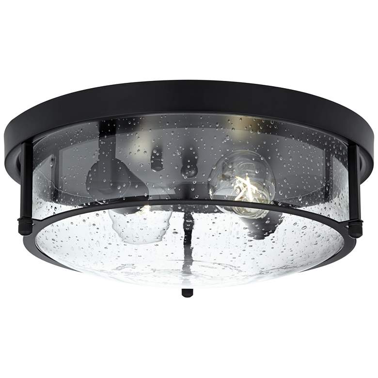 Image 5 Franklin Iron Midnight 13" Wide Black and Glass 2-Light Ceiling Light more views