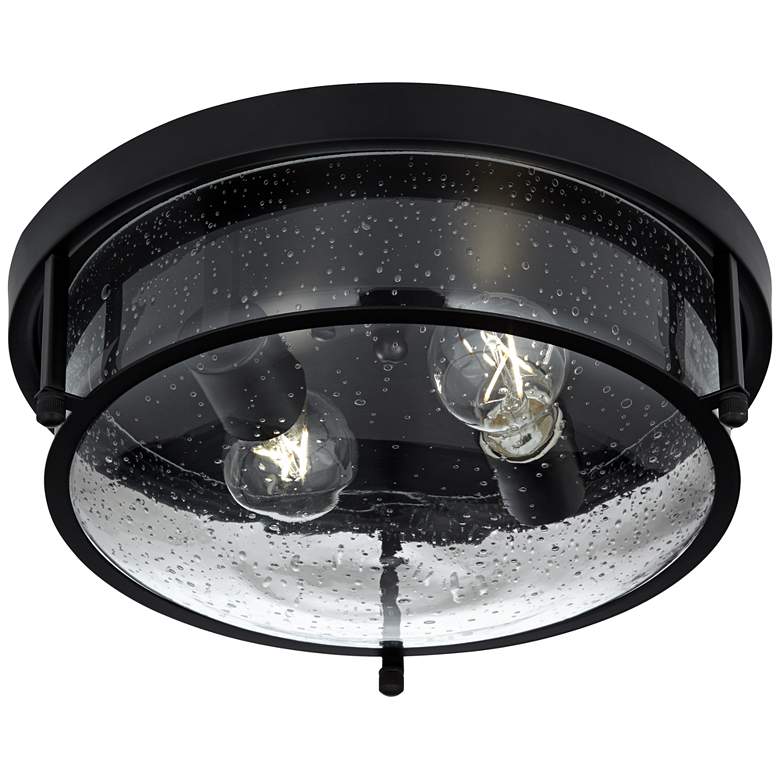 Image 6 Franklin Iron Midnight 13" Wide Black and Glass 2-Light Ceiling Light more views