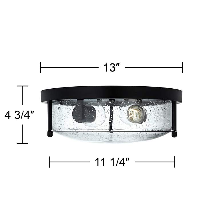 Image 7 Franklin Iron Midnight 13" Wide Black and Glass 2-Light Ceiling Light more views