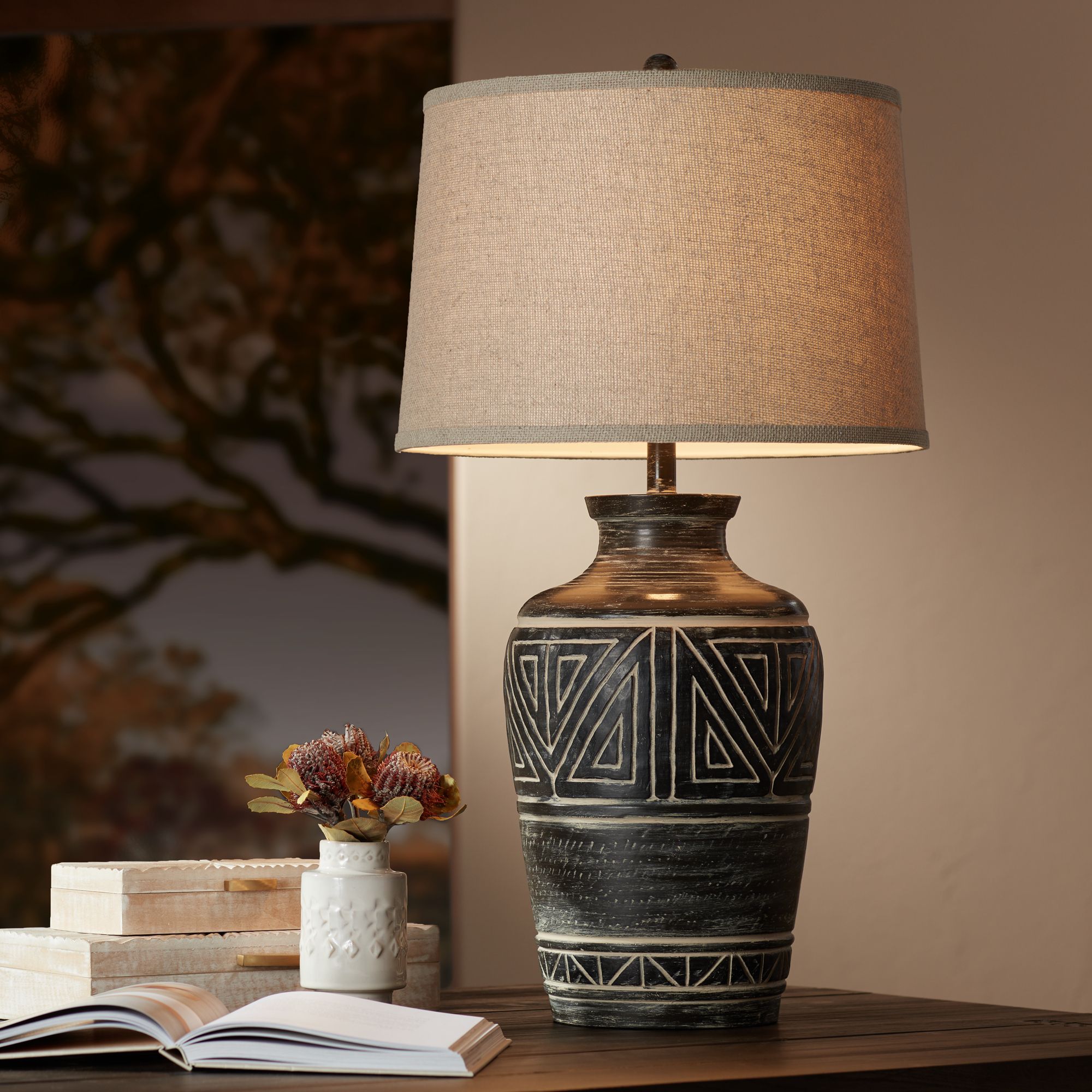 Watch A Video About the Miguel Earth Tone Southwest Rustic Jar Table Lamp