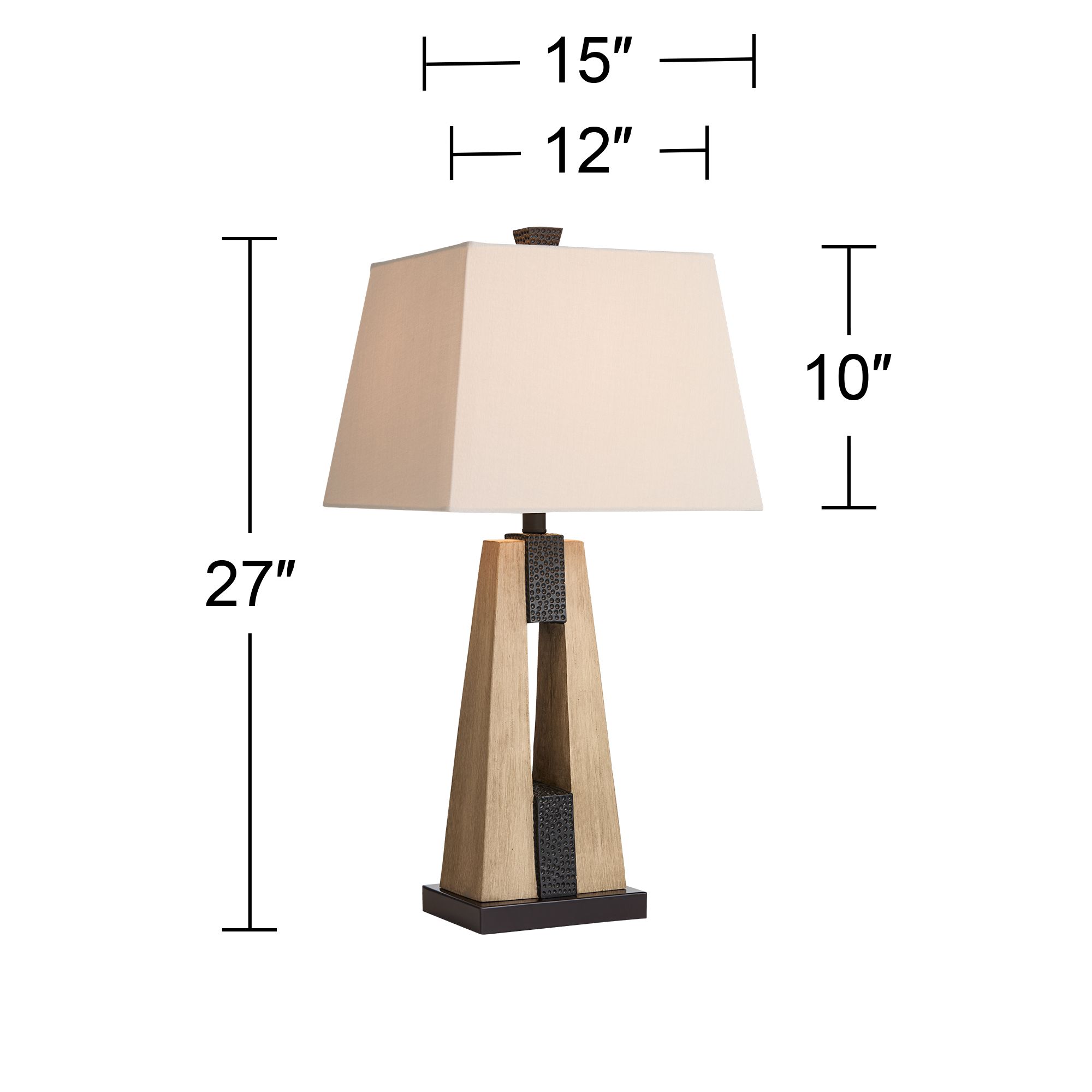 Franklin Iron Mitchell 27" Rustic Column USB Table Lamps Set of 2