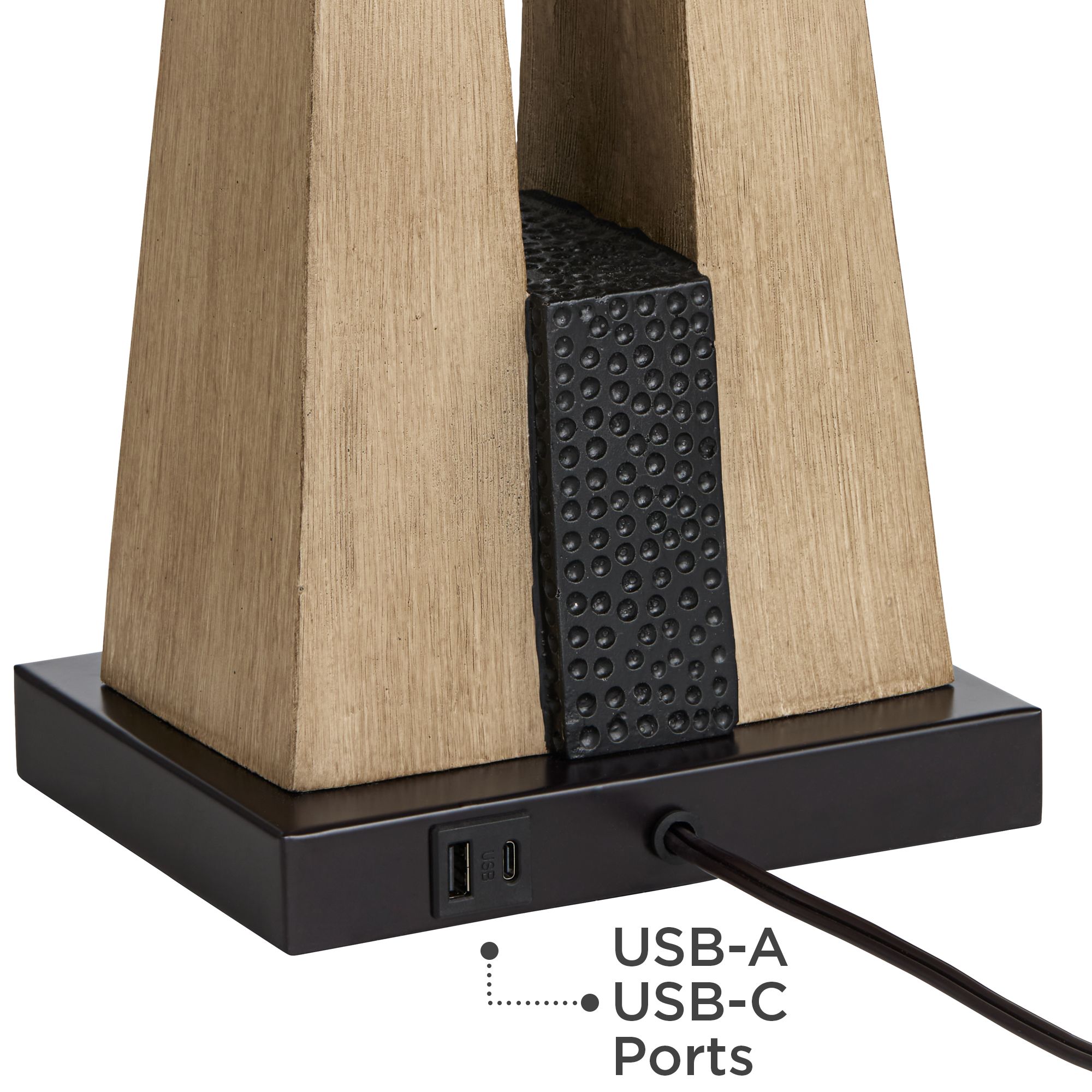 Franklin Iron Mitchell 27" Rustic Column USB Table Lamps Set of 2