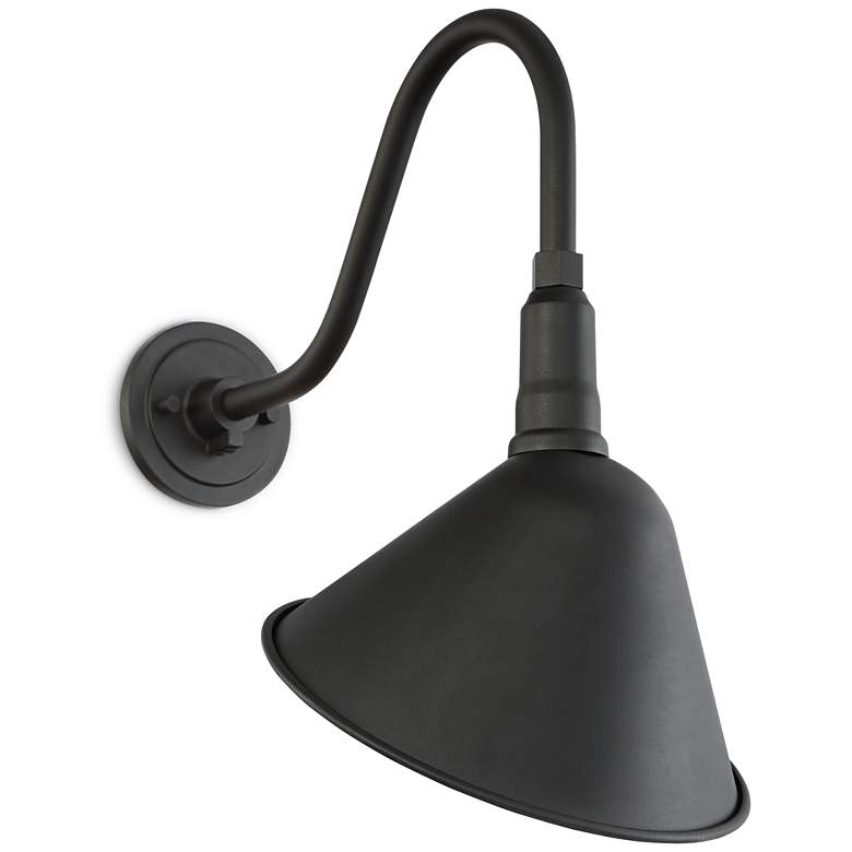 Image 3 Franklin Iron Neihart 18" Black RLM Industrial Barn Light Wall Sconce
