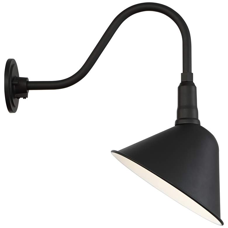 Image 7 Franklin Iron Neihart 18 inch Black RLM Industrial Barn Light Wall Sconce more views
