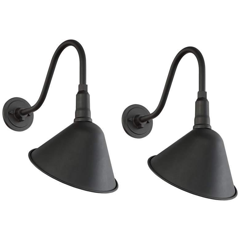 Image 2 Franklin Iron Neihart 18" Rustic Black RLM Outdoor Lights Set of 2