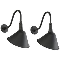 Franklin Iron Neihart 18" Rustic Black RLM Outdoor Lights Set of 2