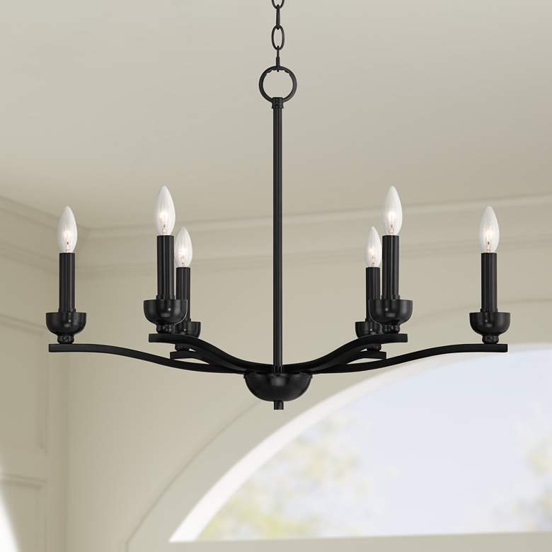 Image 1 Franklin Iron Norwell 27 1/2" Semi Gloss Black 6-Light Chandelier