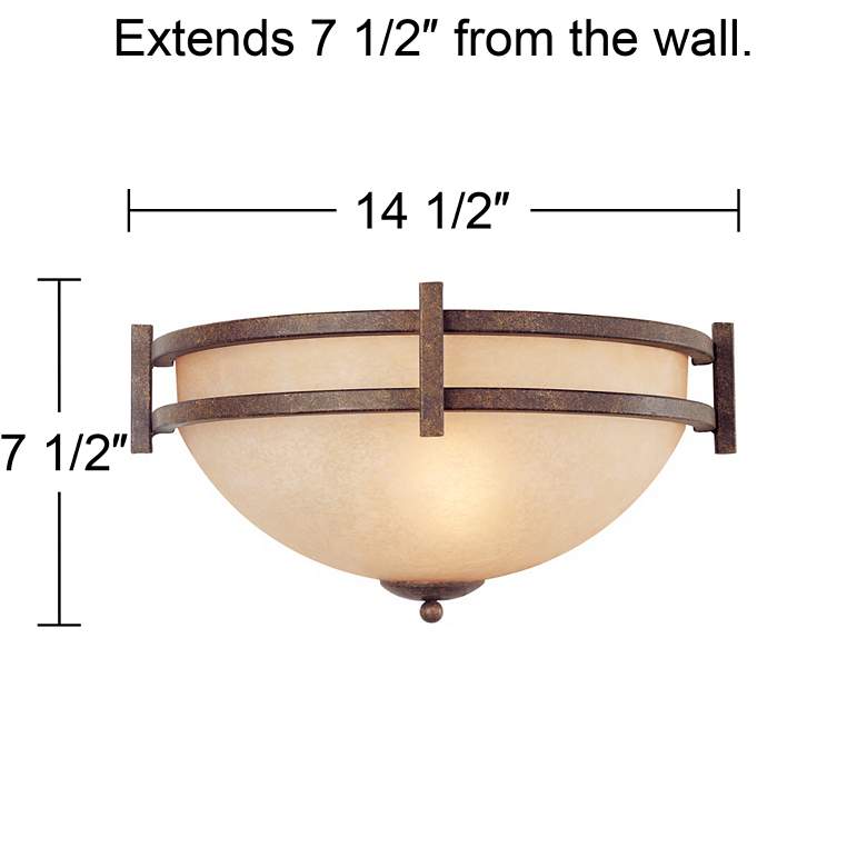 Image 3 Franklin Iron Oak Valley 14 1/2" Scavo Glass Wall Sconces Set of 2 more views