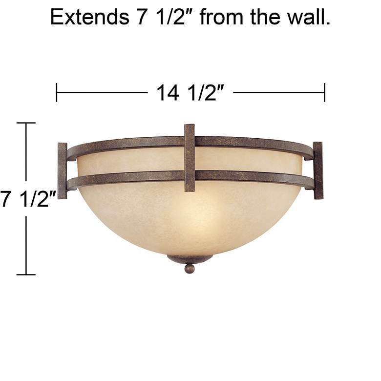 Image 5 Franklin Iron Oak Valley 14 1/2 inch Wide Scavo Glass Pocket Wall Sconce more views