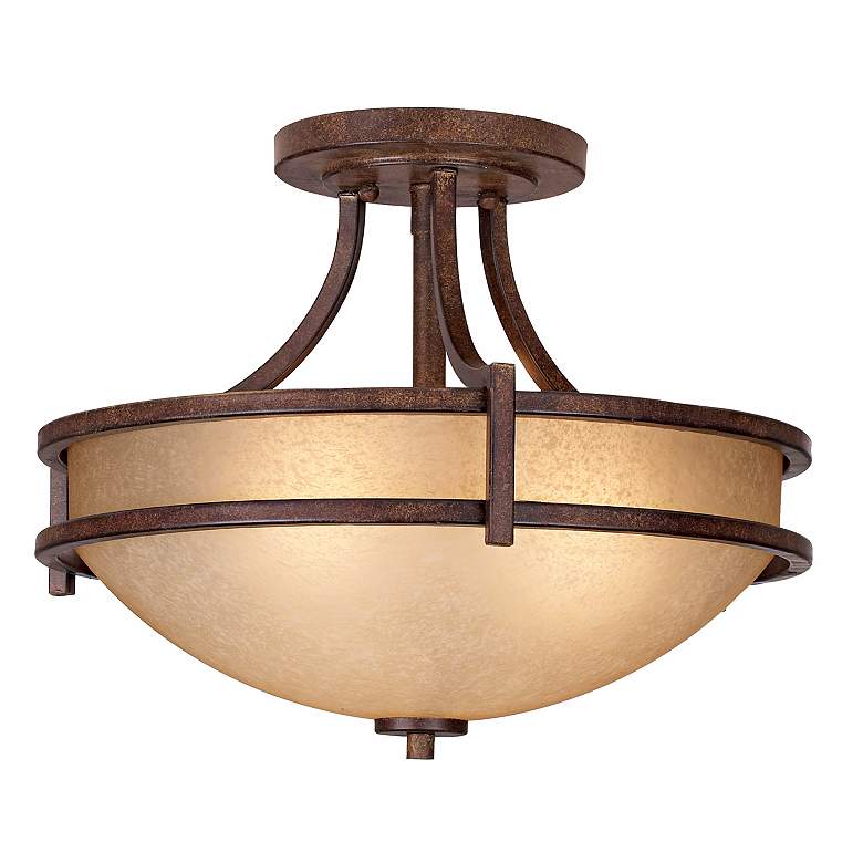Image 5 Franklin Iron Oak Valley 18" Wide Bronze and Scavo Glass Ceiling Light more views
