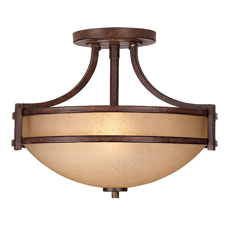 Image 6 Franklin Iron Oak Valley 18" Wide Bronze and Scavo Glass Ceiling Light more views