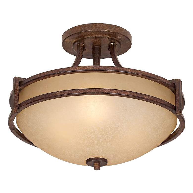 Image 7 Franklin Iron Oak Valley 18" Wide Bronze and Scavo Glass Ceiling Light more views