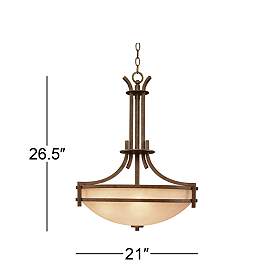 Image5 of Franklin Iron Oak Valley 26 1/2" Scavo Glass Bowl Pendant Chandelier more views